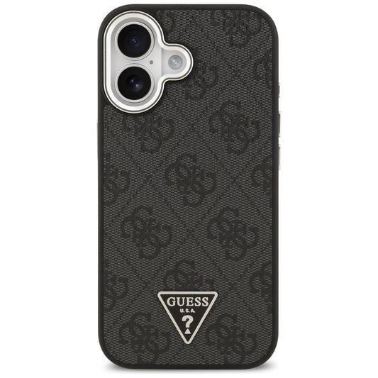 Θήκη MagSafe για Apple iPhone 17, Guess, 4G Triangle Logo, Μαύρη Ασημί