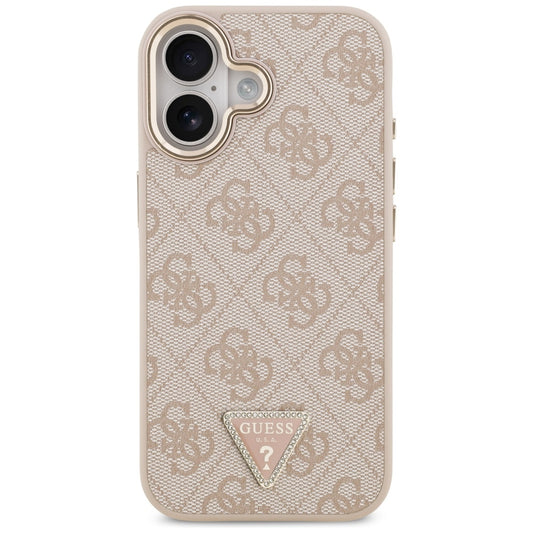 MagSafe Case for Apple iPhone 17, Guess, 4G Triangle Logo, Golden Pink