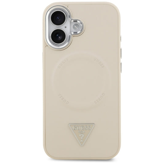 Θήκη MagSafe για Apple iPhone 17, Guess, Triangle Logo, Ασημί Μπεζ