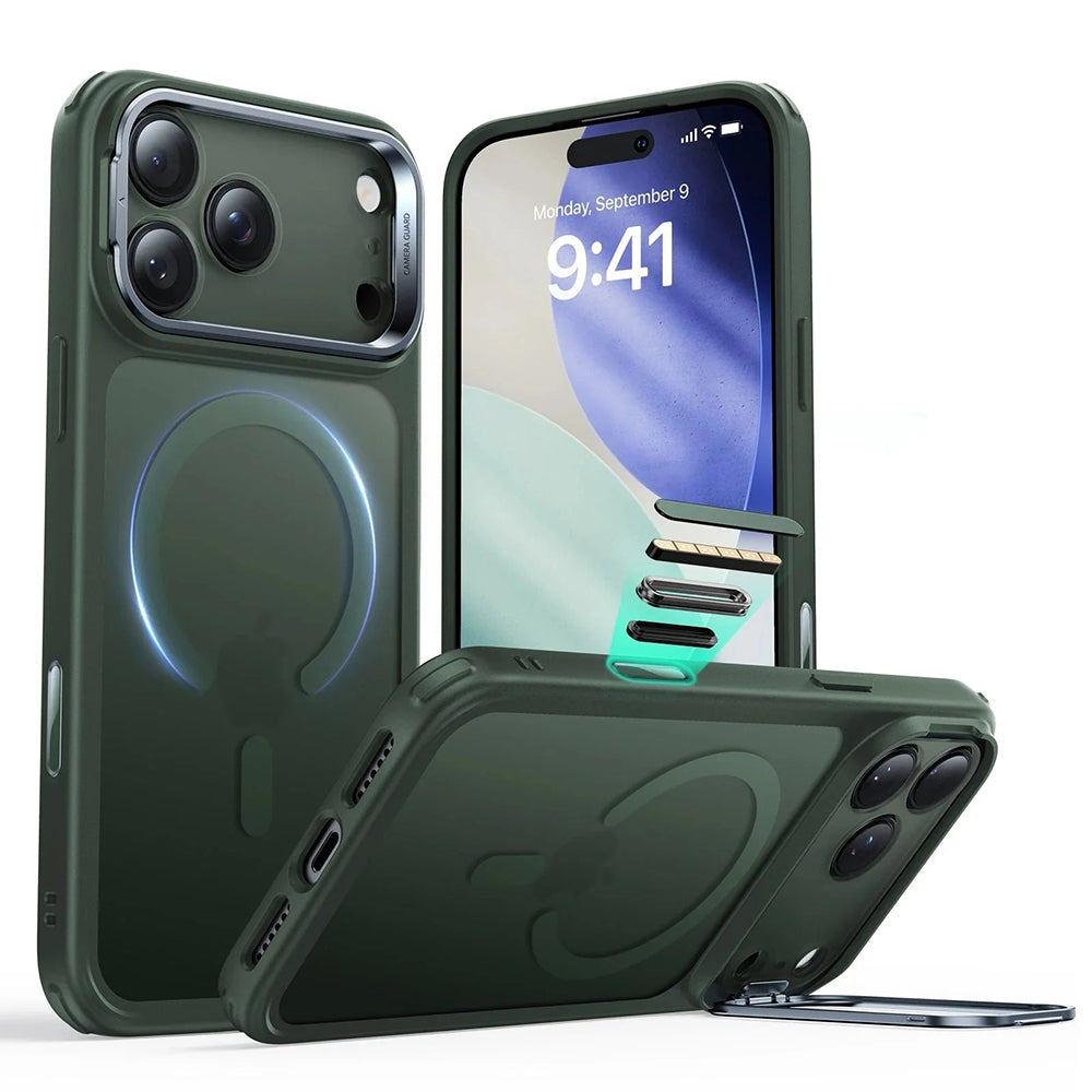 MagSafe Case for Apple iPhone 17 Pro, ESR, Classic Hybrid Kickstand, Satin Green