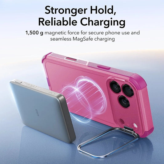 MagSafe Case for Apple iPhone 17 Pro, ESR, Cyber Armor Kickstand, Pink