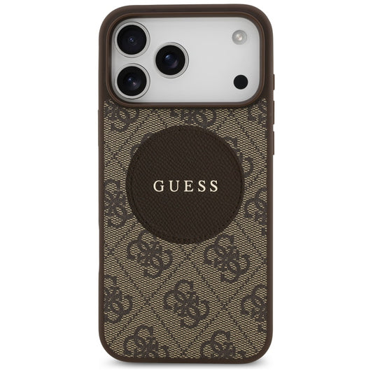 MagSafe Case for Apple iPhone 17 Pro, Guess, 4G Circle Classic Logo, Brown