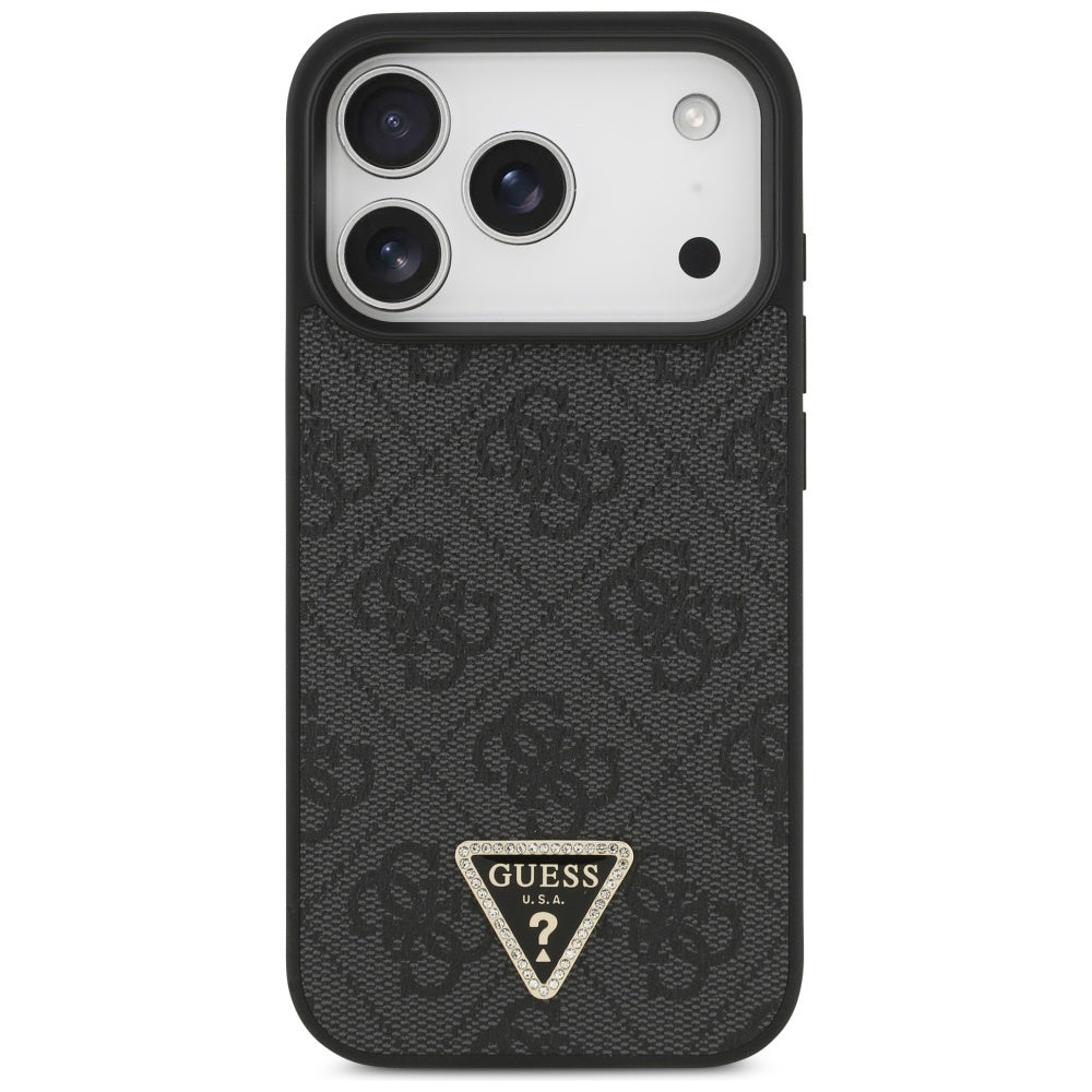 MagSafe Case for Apple iPhone 17 Pro, Guess, 4G Triangle Strass, Black