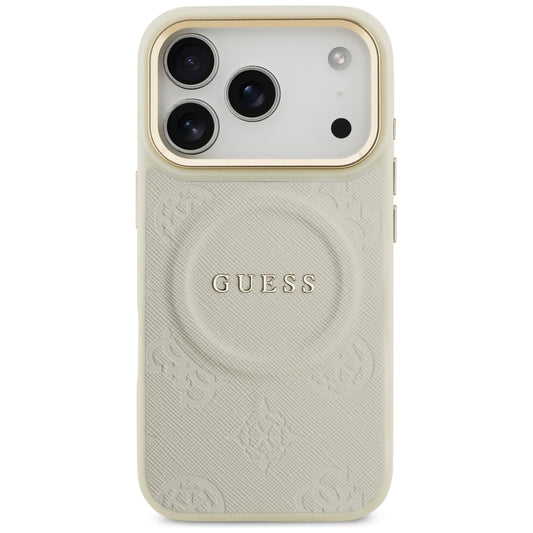 MagSafe Case for Apple iPhone 17 Pro, Guess, Peony Hot Stamp, Beige