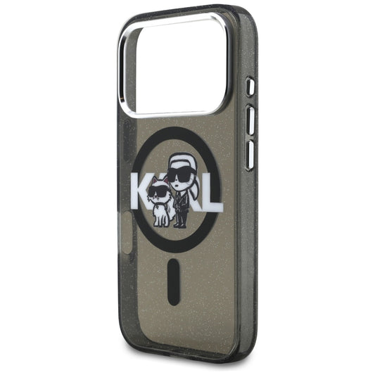 Θήκη MagSafe για Apple iPhone 17 Pro, Karl Lagerfeld, IML Sketch Logo Glitter Karl & Choupette, Μαύρη