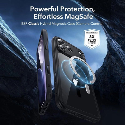 Θήκη MagSafe για Apple iPhone 17 Pro Max, ESR, Classic Hybrid με Προστατευτικό Οθόνης, Διάφανη Μαύρη