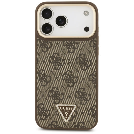 Θήκη MagSafe για Apple iPhone 17 Pro Max, Guess, 4G Triangle Logo με Μεγάλο Λουρί, Καφέ