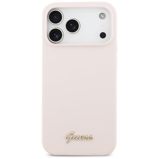 MagSafe Case for Apple iPhone 17 Pro Max, Guess, Script Metal Logo, Light Pink