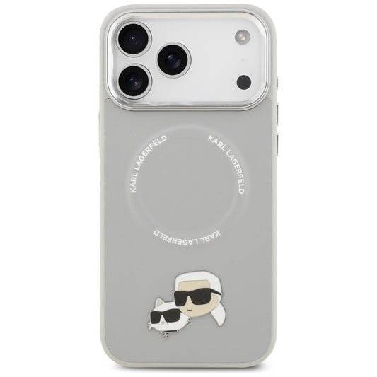 Θήκη MagSafe για Apple iPhone 17 Pro Max, Karl Lagerfeld, Karl & Choupette Pins, Γκρι