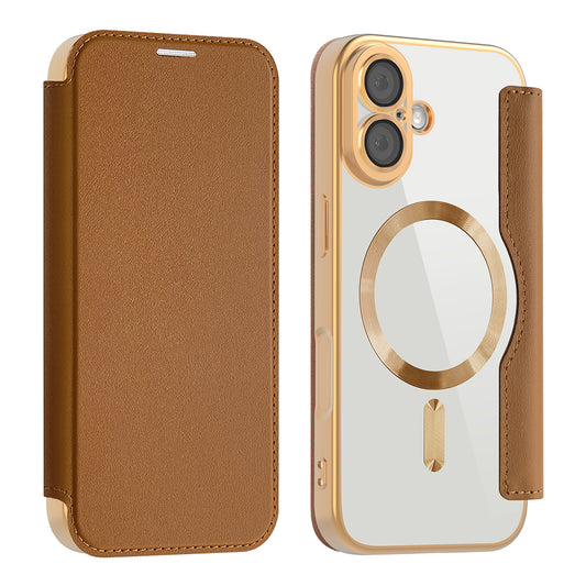 MagSafe Case for Apple iPhone 17, Techsuit, SmartMag Book, Brown