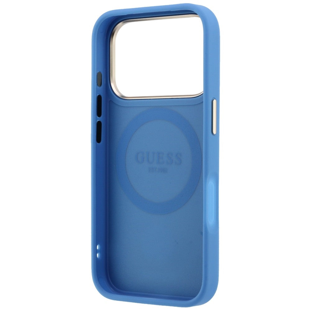 MagSafe Case for Apple iPhone 18 Pro / 17 Pro, Guess, 4G Stripe Round Classic Logo, Blue