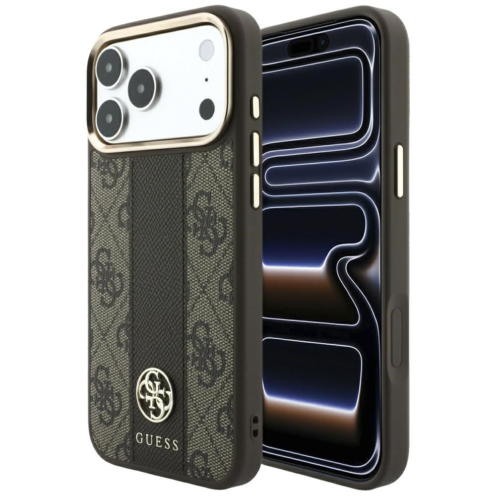 Θήκη MagSafe για Apple iPhone 18 Pro / 17 Pro, Guess, 4G Stripe Round Classic Logo, Καφέ