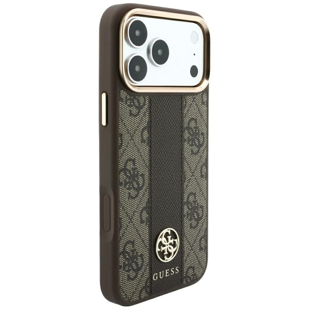 Θήκη MagSafe για Apple iPhone 18 Pro / 17 Pro, Guess, 4G Stripe Round Classic Logo, Καφέ