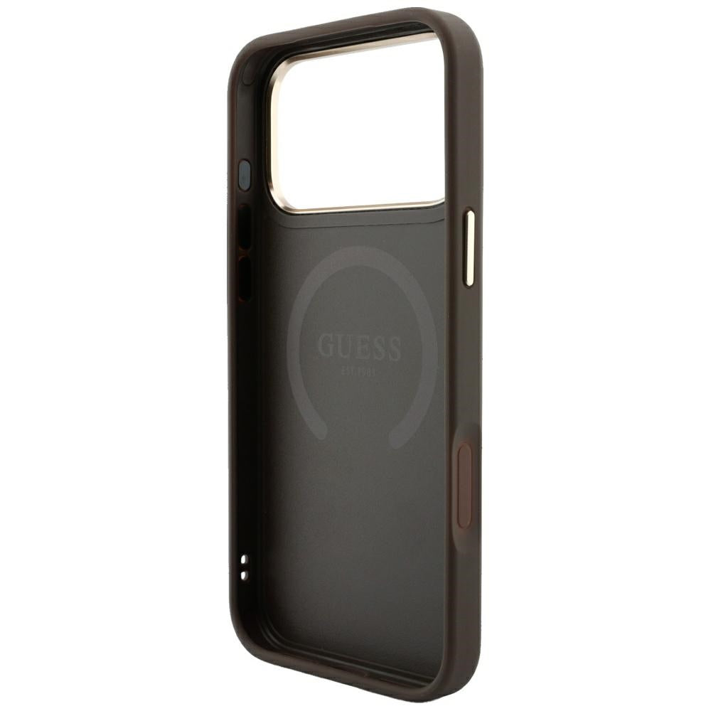 Θήκη MagSafe για Apple iPhone 18 Pro / 17 Pro, Guess, 4G Stripe Round Classic Logo, Καφέ