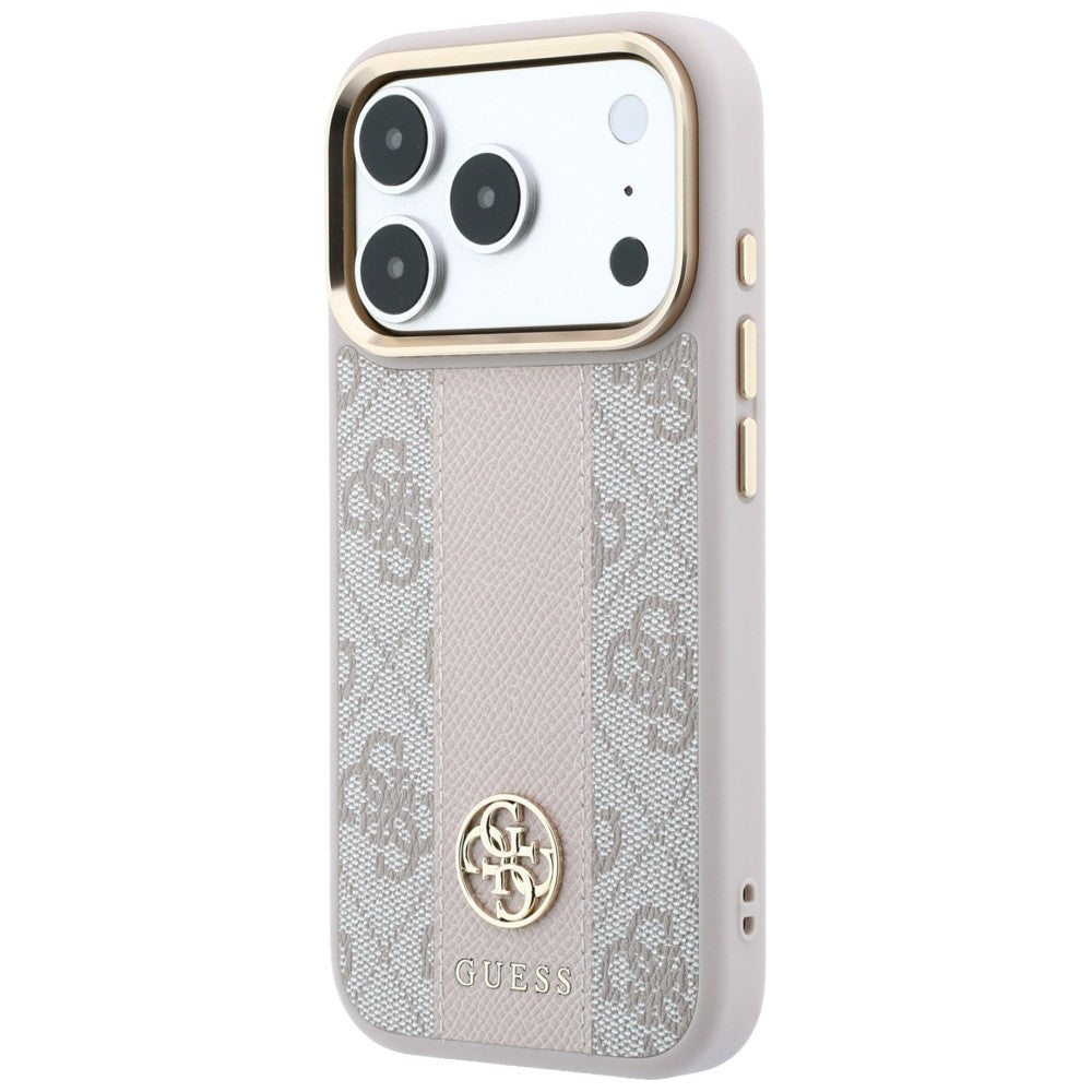 MagSafe Case for Apple iPhone 18 Pro / 17 Pro, Guess, 4G Stripe Round Classic Logo, Pink