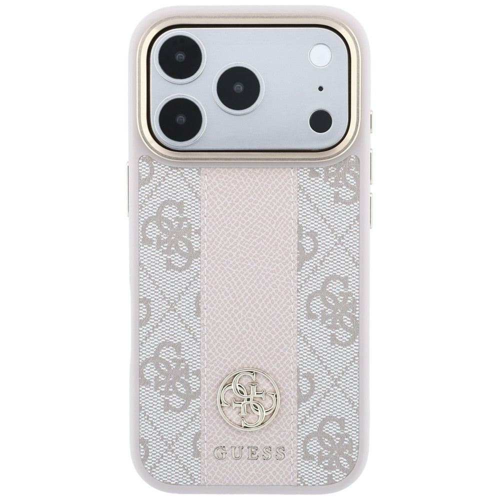 MagSafe Case for Apple iPhone 18 Pro / 17 Pro, Guess, 4G Stripe Round Classic Logo, Pink