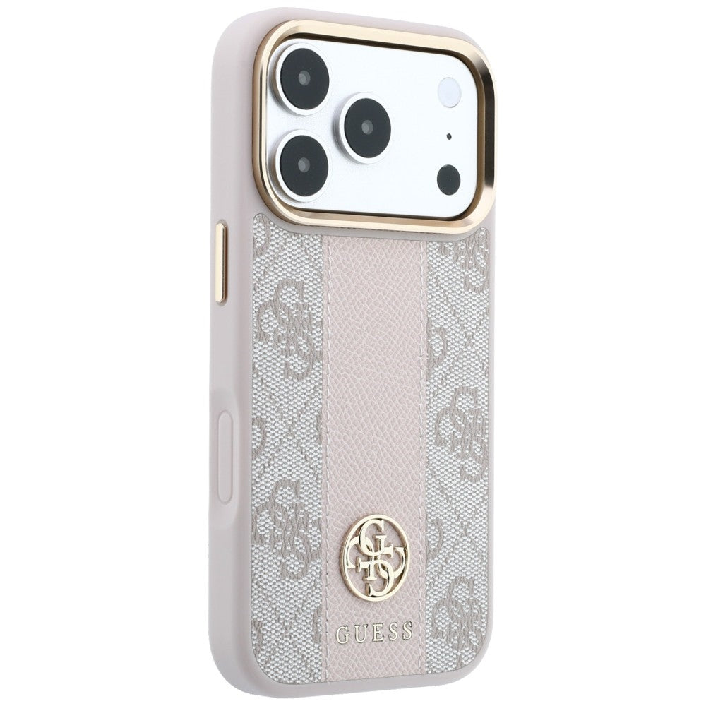 MagSafe Case for Apple iPhone 18 Pro / 17 Pro, Guess, 4G Stripe Round Classic Logo, Pink