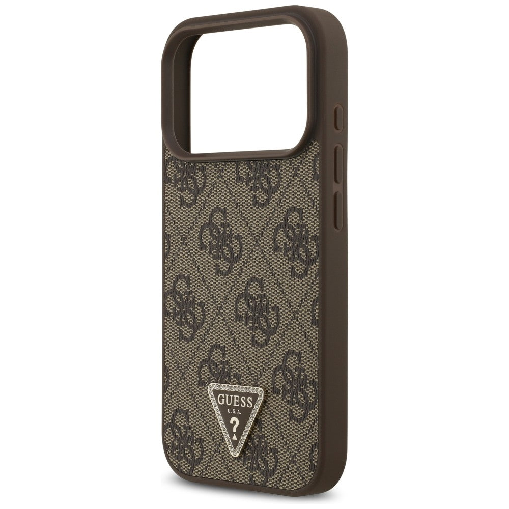 Θήκη MagSafe για Apple iPhone 18 Pro / 17 Pro, Guess, 4G Triangle Strass, Καφέ
