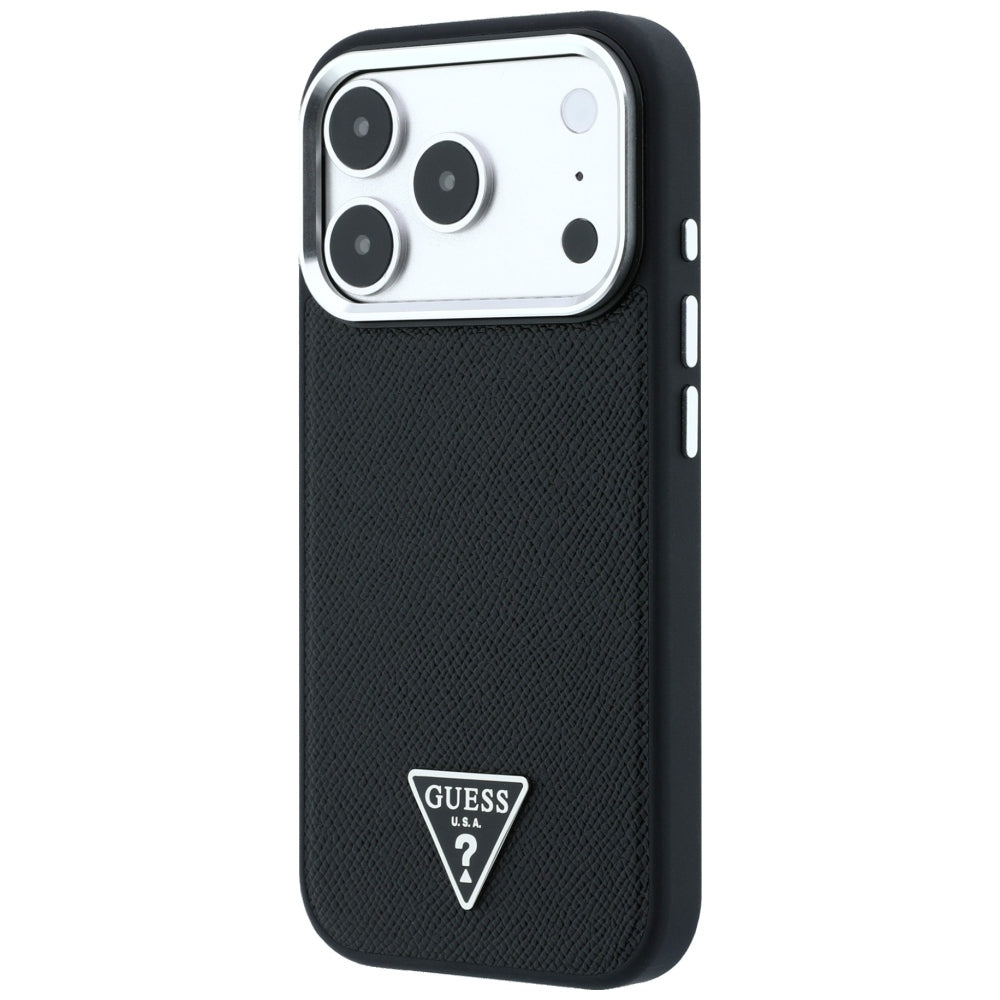 Θήκη MagSafe για Apple iPhone 18 Pro / 17 Pro, Guess, Λογότυπο Τριγώνου με Υφή, Μαύρη