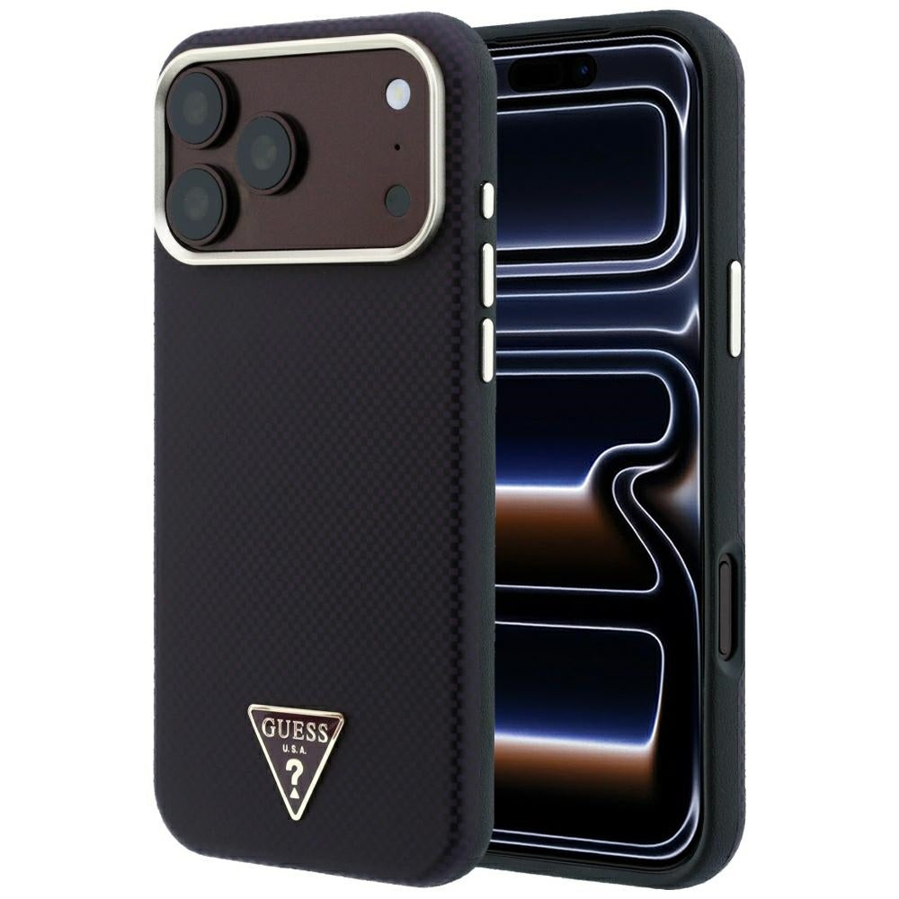 Θήκη MagSafe για Apple iPhone 18 Pro / 17 Pro, Guess, Λογότυπο Τριγώνου Kevlar, Βυσσινί