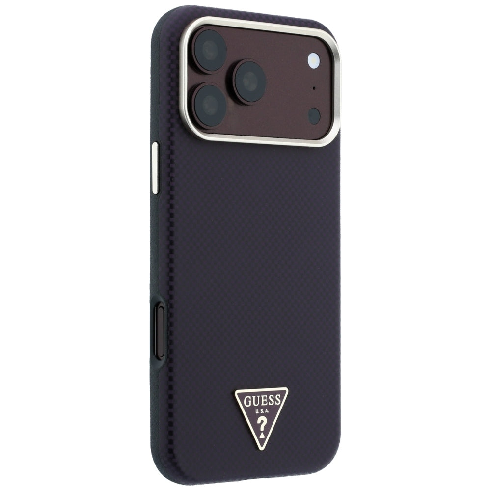Θήκη MagSafe για Apple iPhone 18 Pro / 17 Pro, Guess, Λογότυπο Τριγώνου Kevlar, Βυσσινί