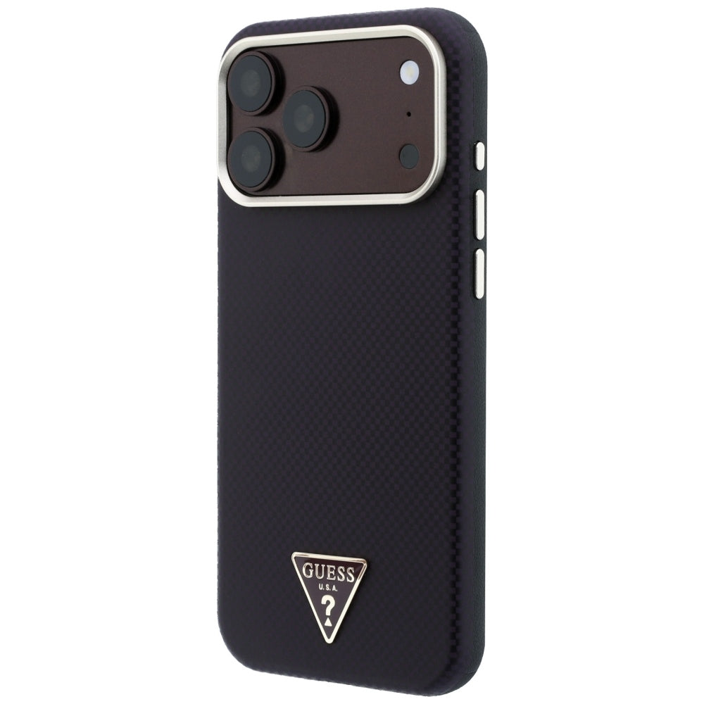 Θήκη MagSafe για Apple iPhone 18 Pro / 17 Pro, Guess, Λογότυπο Τριγώνου Kevlar, Βυσσινί