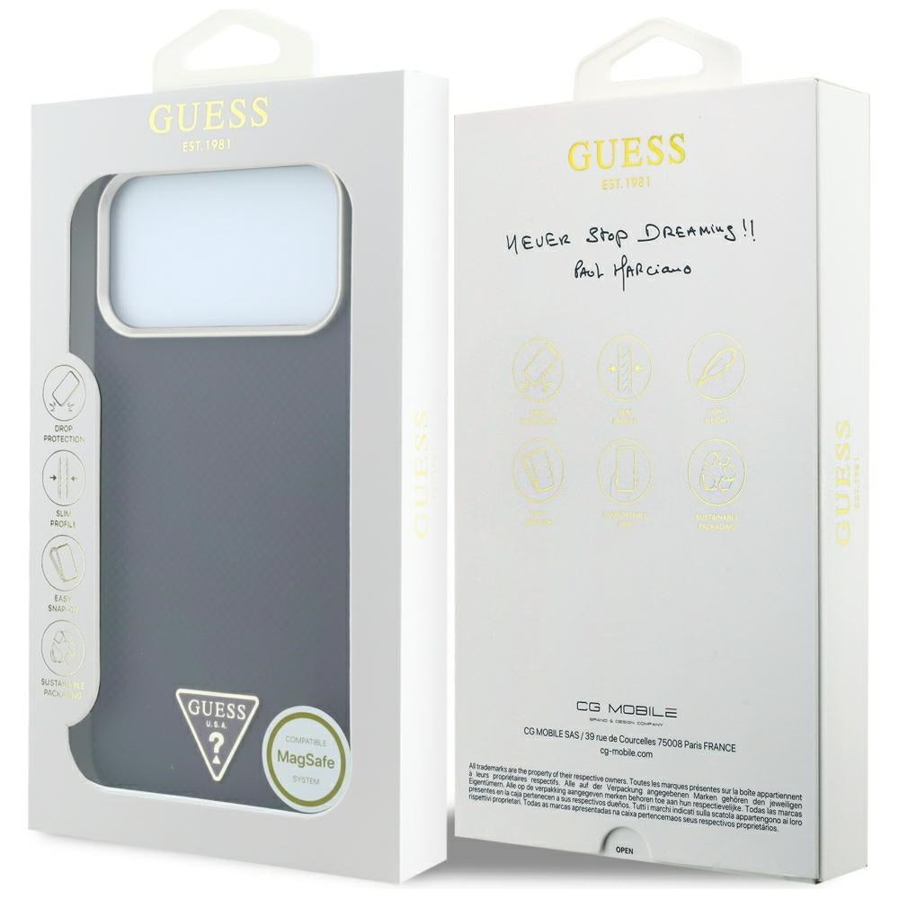 Θήκη MagSafe για Apple iPhone 18 Pro / 17 Pro, Guess, Λογότυπο Τριγώνου Kevlar, Βυσσινί