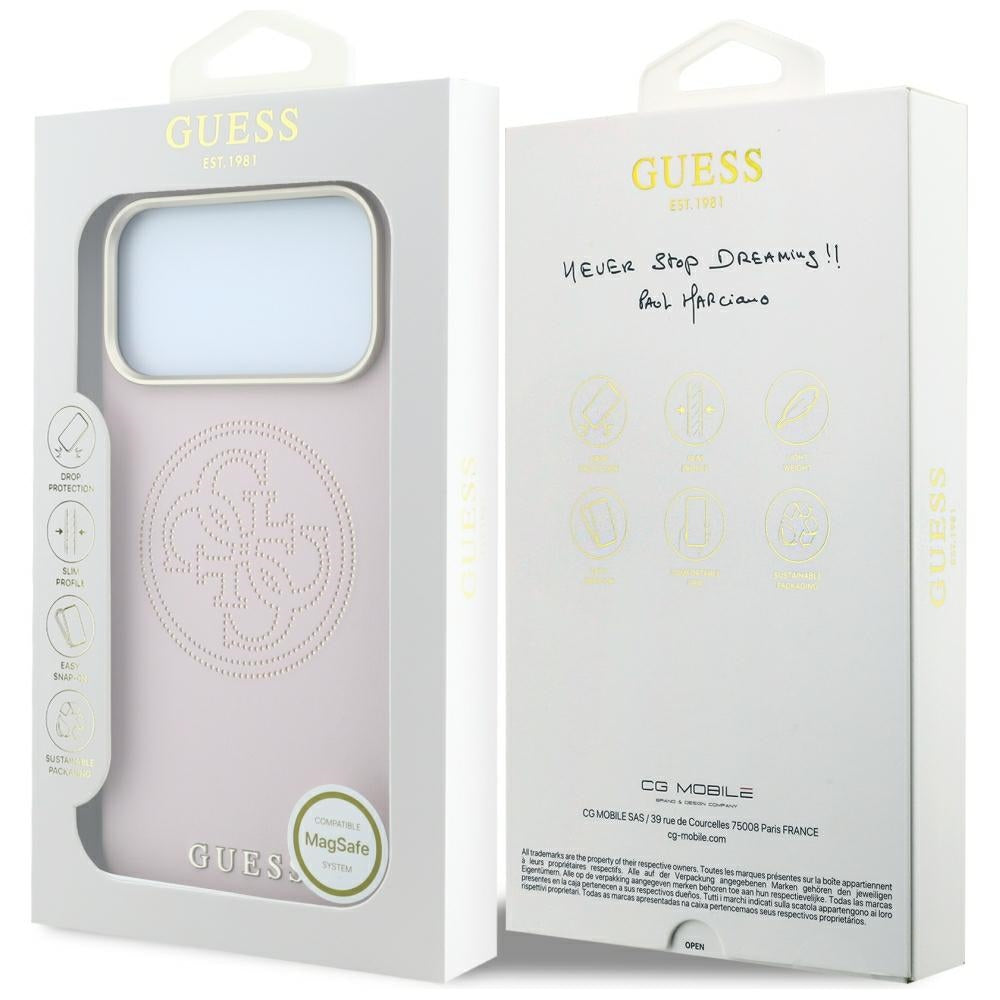 MagSafe Case for Apple iPhone 18 Pro / 17 Pro, Guess, Perforated 4G, Pink