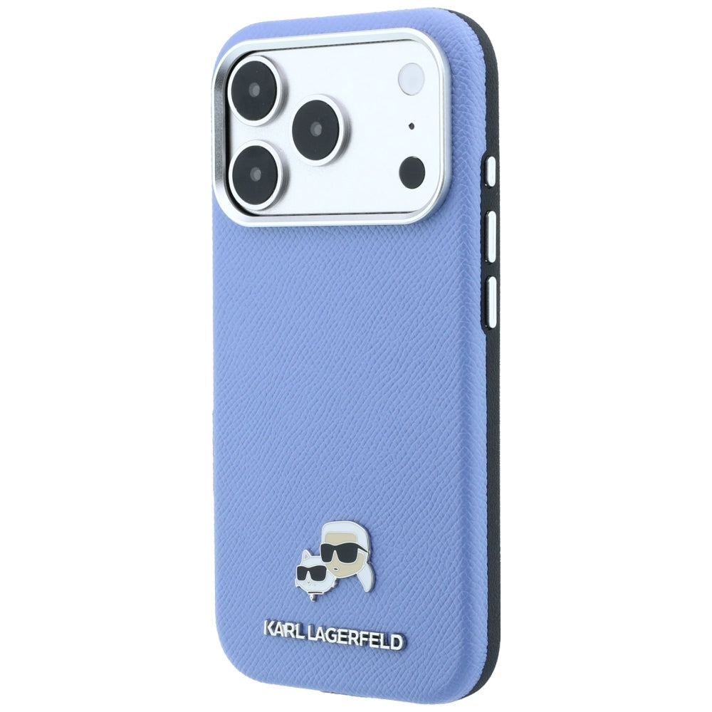 Θήκη MagSafe για Apple iPhone 18 Pro / 17 Pro, Karl Lagerfeld, Grained Karl & Choupette Head's Metal, Bleu