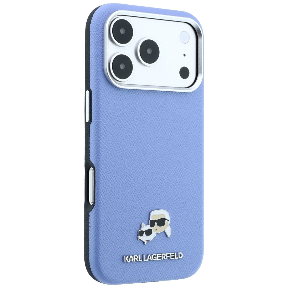 Θήκη MagSafe για Apple iPhone 18 Pro / 17 Pro, Karl Lagerfeld, Grained Karl & Choupette Head's Metal, Bleu