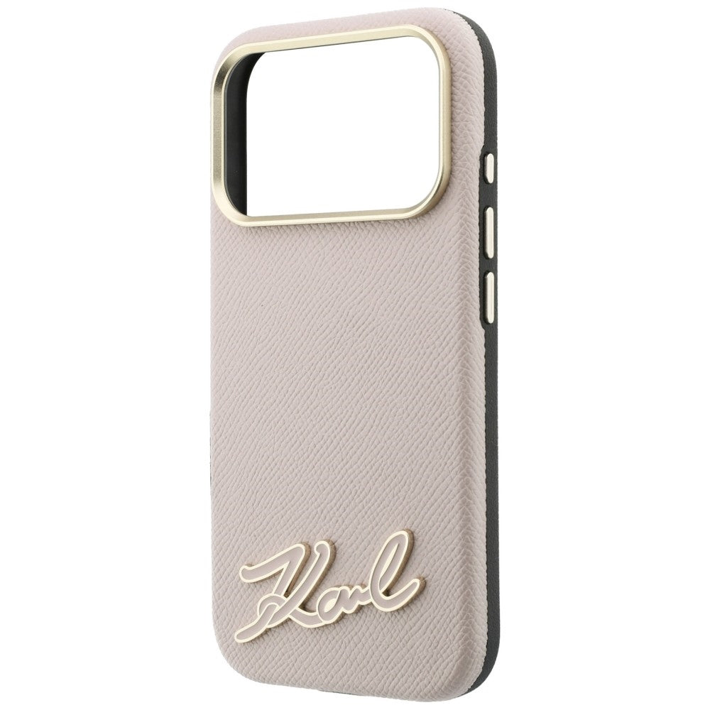 MagSafe Case for Apple iPhone 18 Pro / 17 Pro, Karl Lagerfeld, Grained Resin Sign Logo, Pink