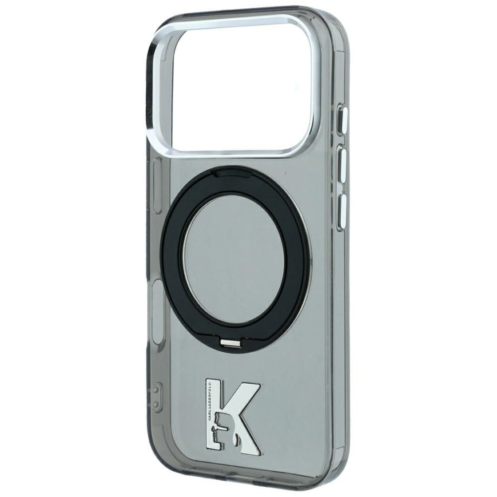 Θήκη MagSafe για Apple iPhone 18 Pro / 17 Pro, Karl Lagerfeld, IML Ring Stand Kameo Metal, Μαύρο