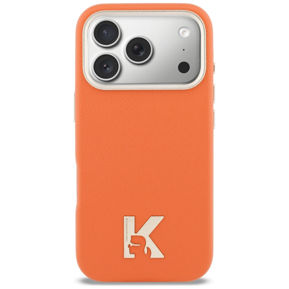 Θήκη MagSafe για Apple iPhone 18 Pro / 17 Pro, Karl Lagerfeld, Λογότυπο Κεφαλής Karl, Πορτοκαλί