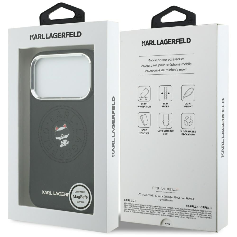 Θήκη MagSafe για Apple iPhone 18 Pro / 17 Pro, Karl Lagerfeld, Point and Choupette Sketch, Μαύρη