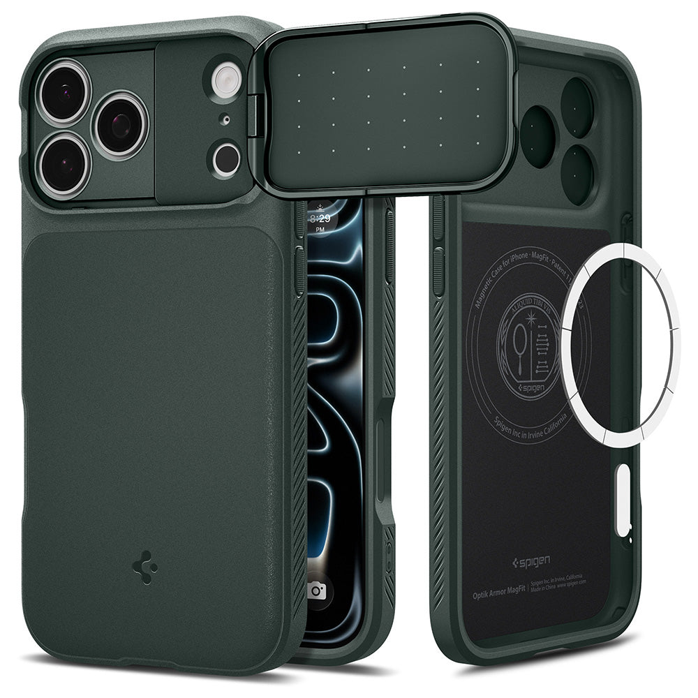Θήκη MagSafe για Apple iPhone 18 Pro / 17 Pro, Spigen, Optik Armor, Πράσινο ACS09954