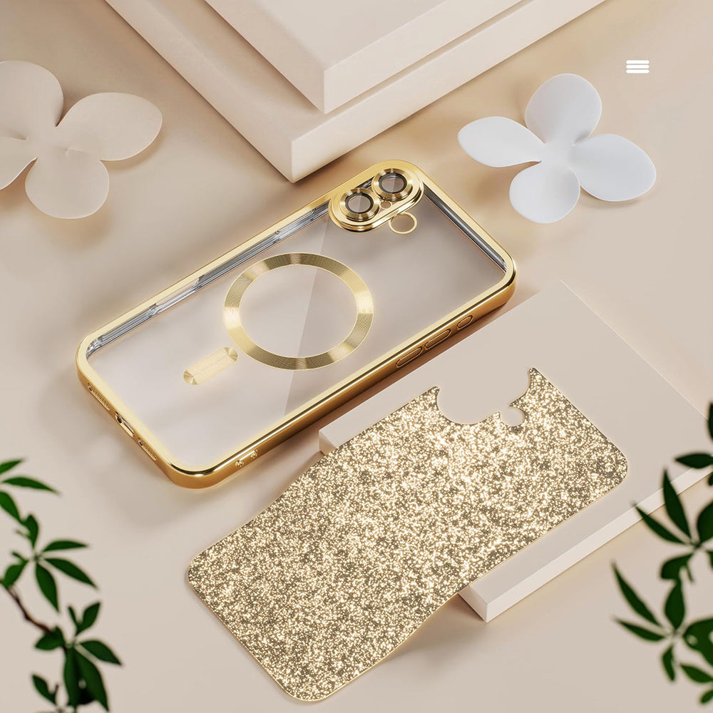 MagSafe Case for Apple iPhone 18 Pro / 17 Pro, Techsuit, Luxury Glitter, Silver