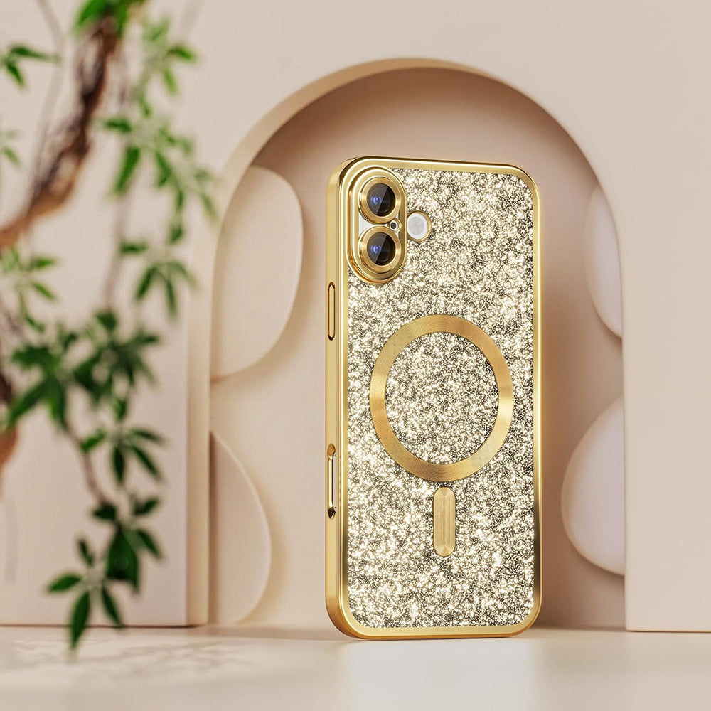 MagSafe Case for Apple iPhone 18 Pro / 17 Pro, Techsuit, Luxury Glitter, Silver