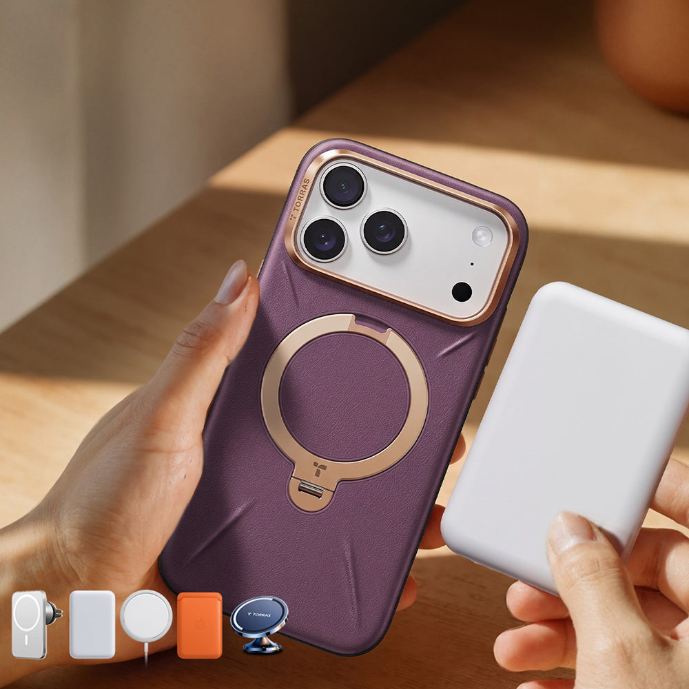Θήκη MagSafe για Apple iPhone 18 Pro / 17 Pro, Torras, QPRO Leather, Μωβ