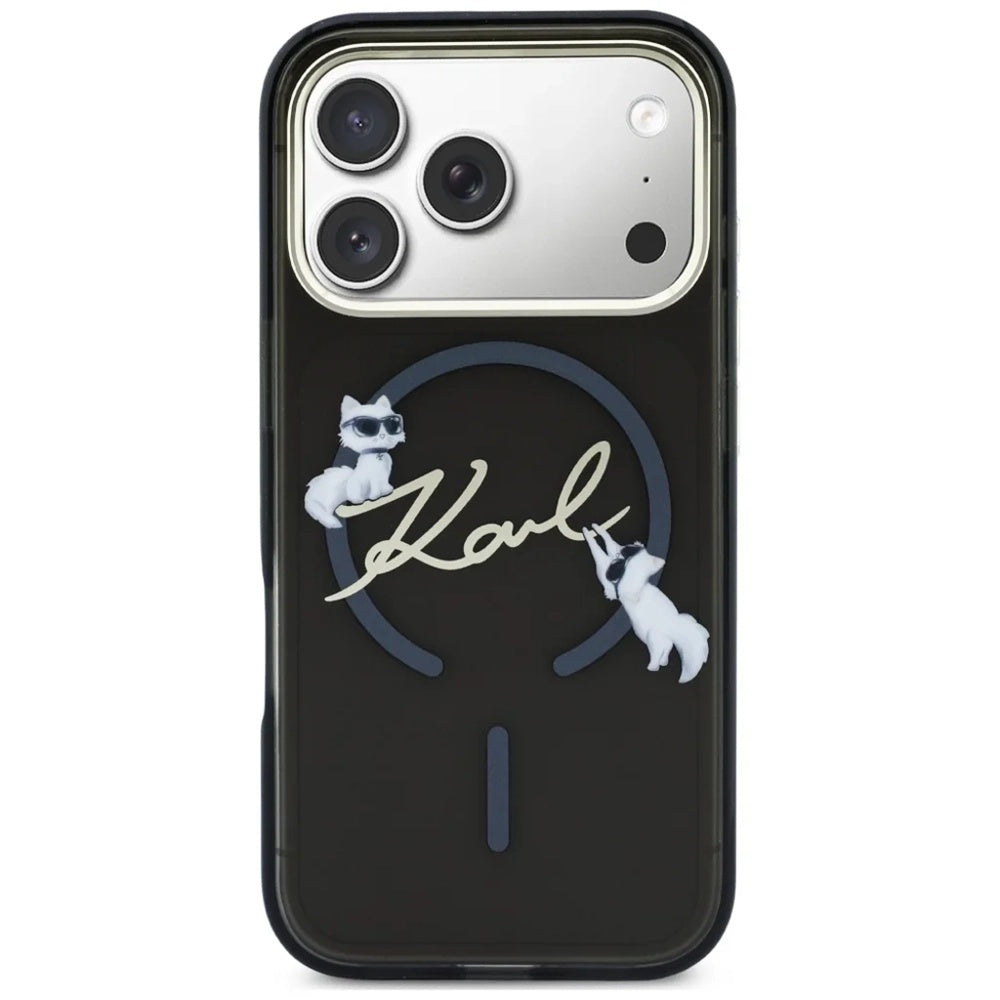 MagSafe Case for Apple iPhone 18 Pro, Karl Lagerfeld, IML Choupette Karl Script Logo, Black