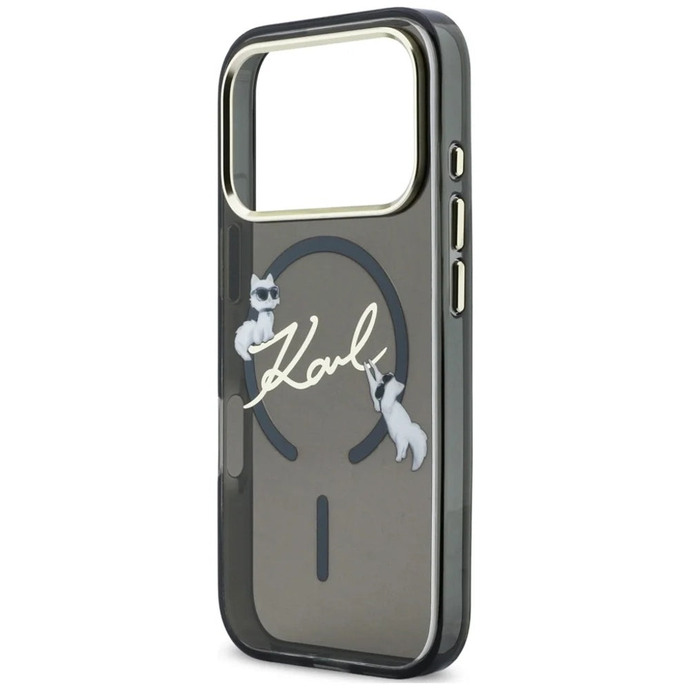 MagSafe Case for Apple iPhone 18 Pro, Karl Lagerfeld, IML Choupette Karl Script Logo, Black