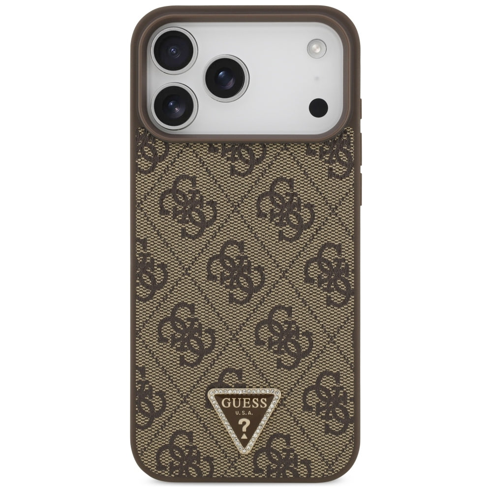 Θήκη MagSafe για Apple iPhone 18 Pro Max / 17 Pro Max, Guess, 4G Triangle Strass, Καφέ