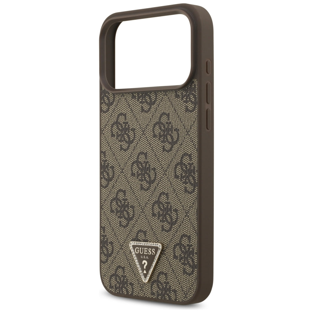 Θήκη MagSafe για Apple iPhone 18 Pro Max / 17 Pro Max, Guess, 4G Triangle Strass, Καφέ