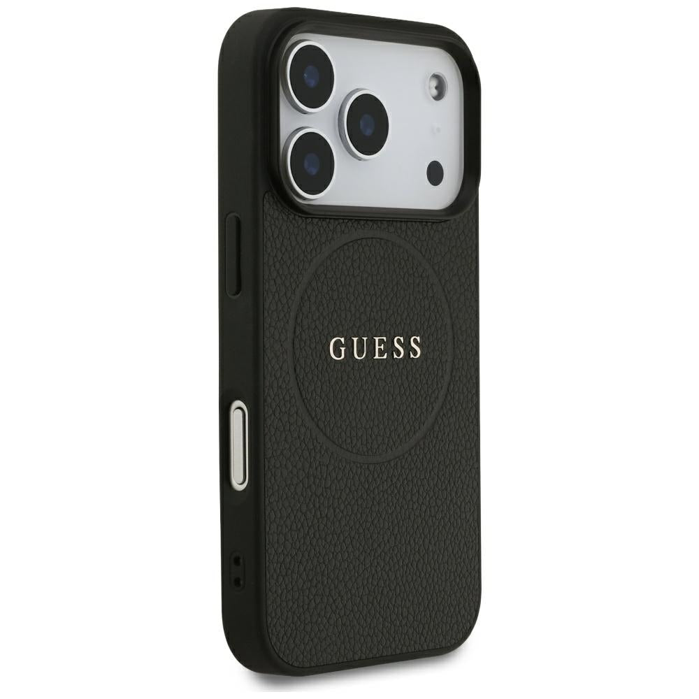 Θήκη MagSafe για Apple iPhone 18 Pro Max / 17 Pro Max, Guess, Grained Gold Ring, Μαύρο