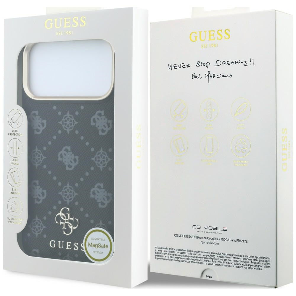 MagSafe Case for Apple iPhone 18 Pro Max / 17 Pro Max, Guess, Peony 4G Small Logo, Black