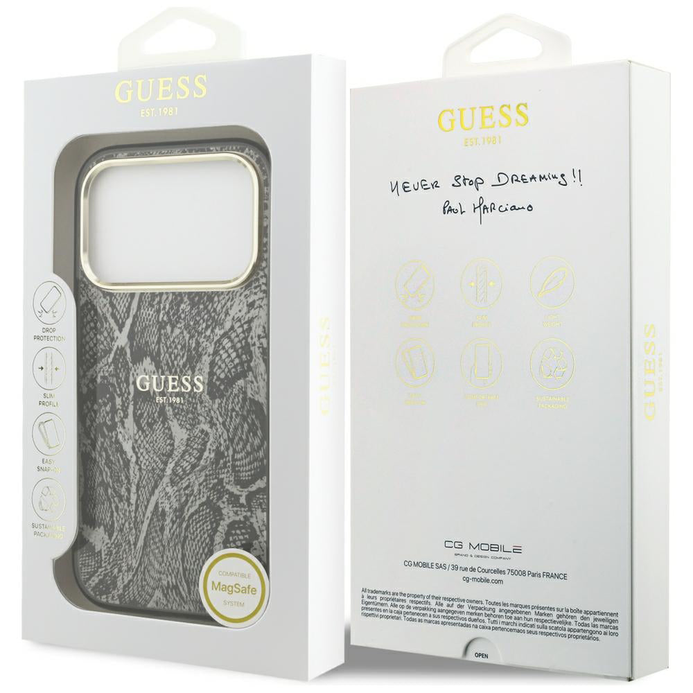 Θήκη MagSafe για Apple iPhone 18 Pro Max / 17 Pro Max, Guess, Python Pattern, Μαύρη