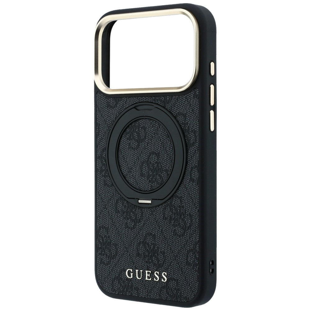 MagSafe Case for Apple iPhone 18 Pro Max / 17 Pro Max, Guess, Ring Stand Classic Logo, Black