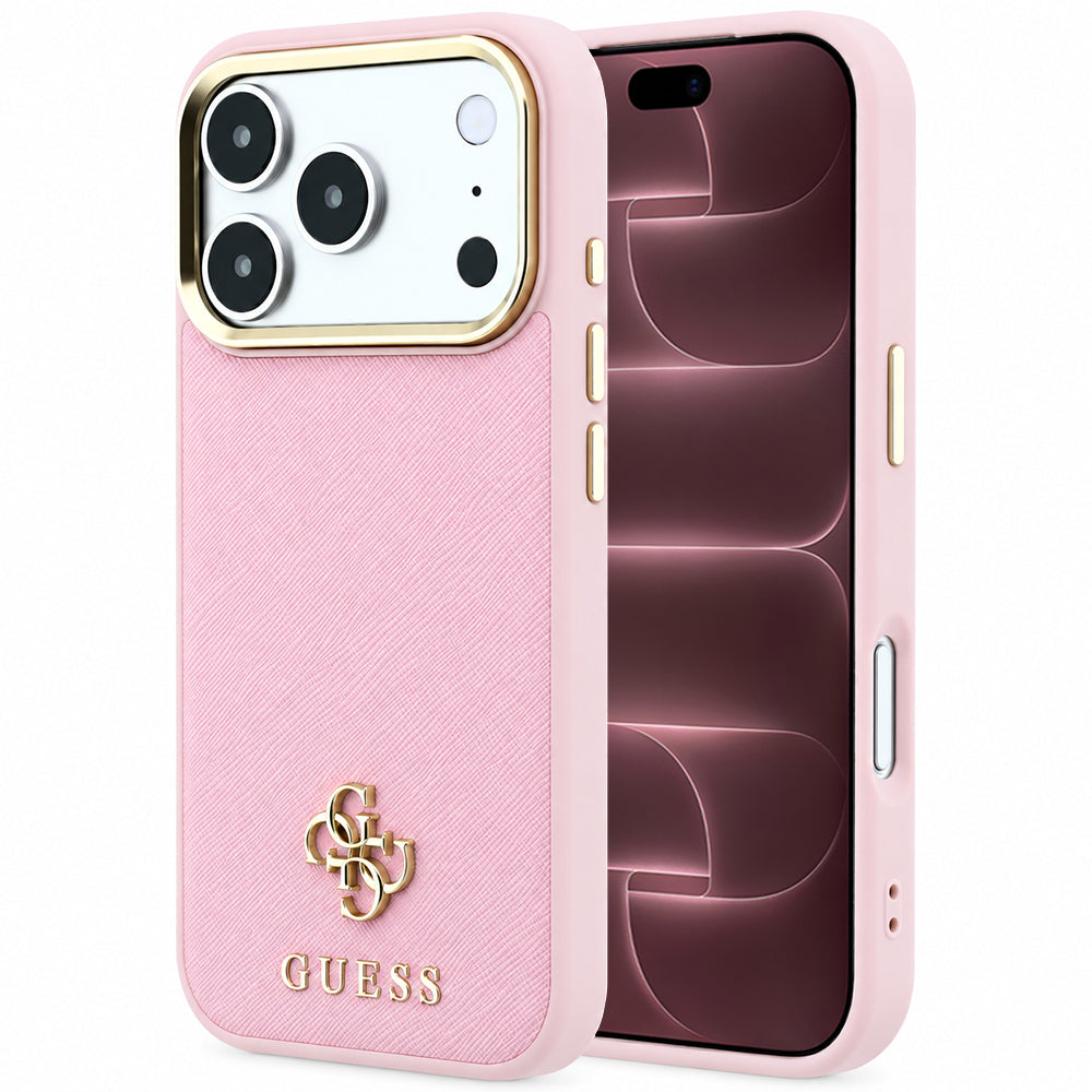 Θήκη MagSafe για Apple iPhone 18 Pro Max / 17 Pro Max, Guess, Saffiano Small 4G Classic, Ροζ