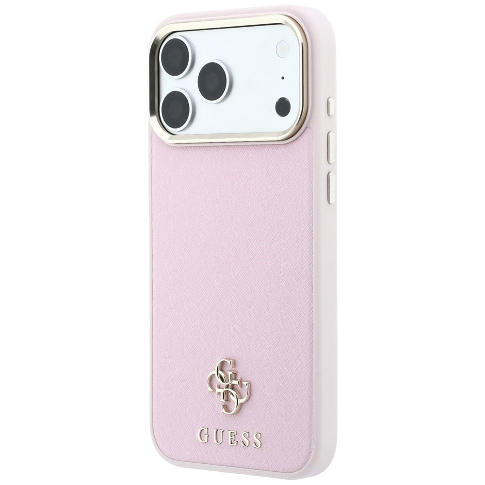 Θήκη MagSafe για Apple iPhone 18 Pro Max / 17 Pro Max, Guess, Saffiano Small 4G Classic, Ροζ