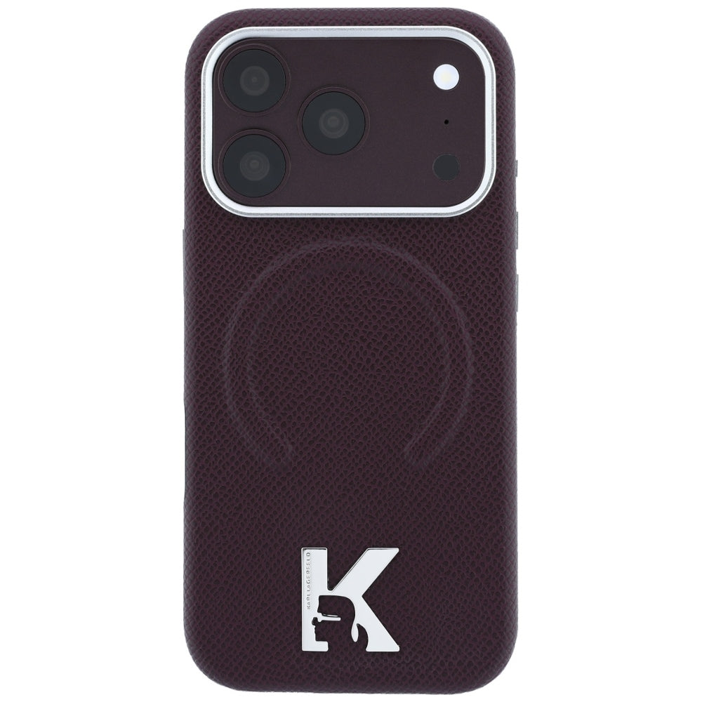 Θήκη MagSafe για Apple iPhone 18 Pro Max / 17 Pro Max, Karl Lagerfeld, Grained Embossed Ring, Βυσσινί