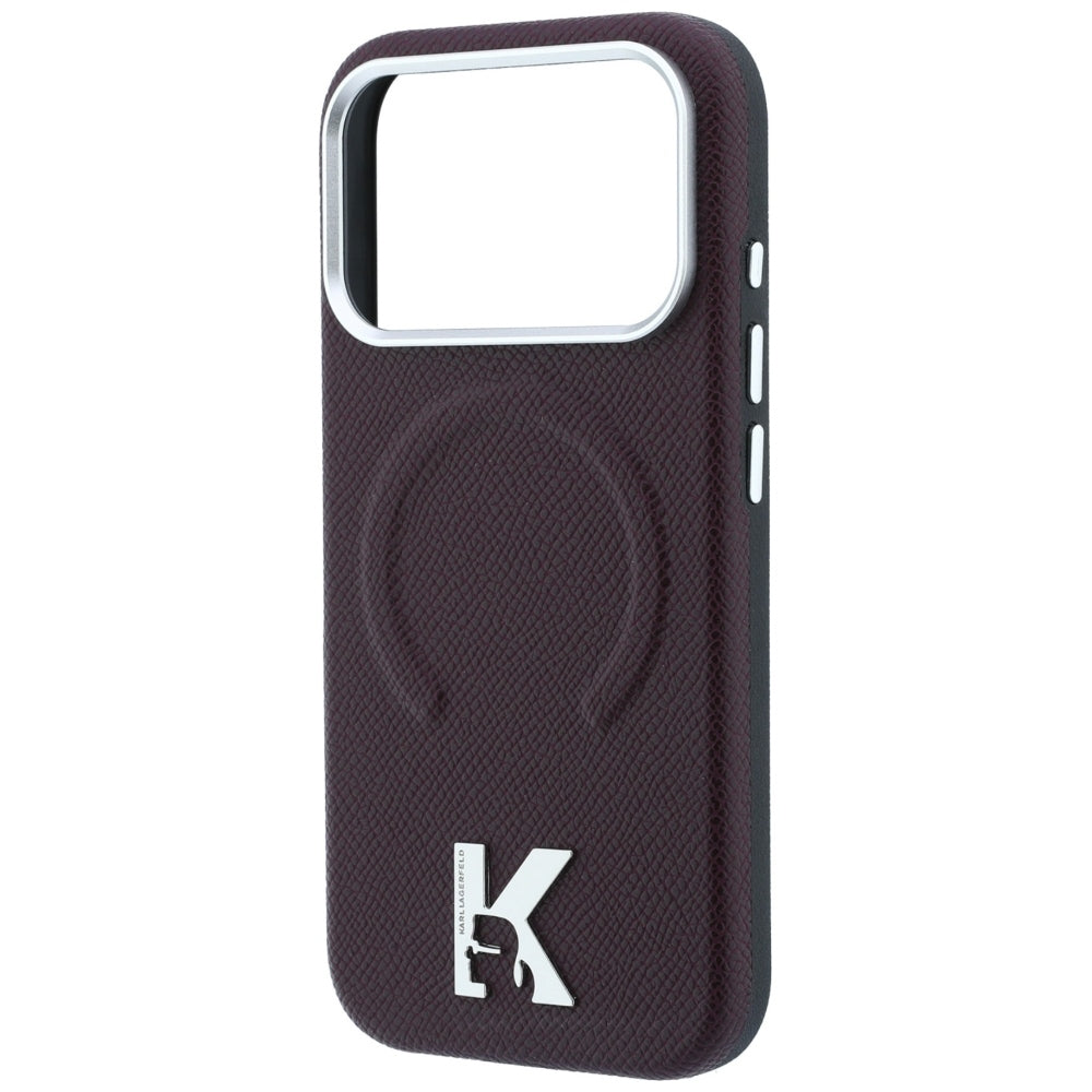 Θήκη MagSafe για Apple iPhone 18 Pro Max / 17 Pro Max, Karl Lagerfeld, Grained Embossed Ring, Βυσσινί